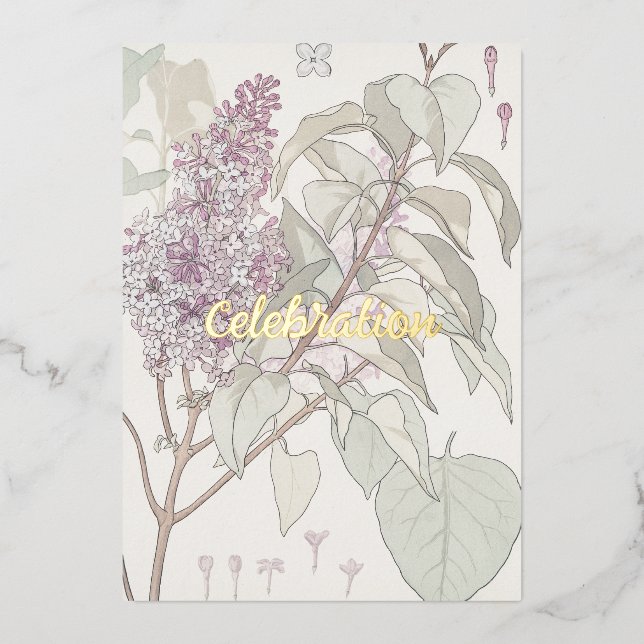 Carte d'invitation personnalisée Lilac Foil (Recto)