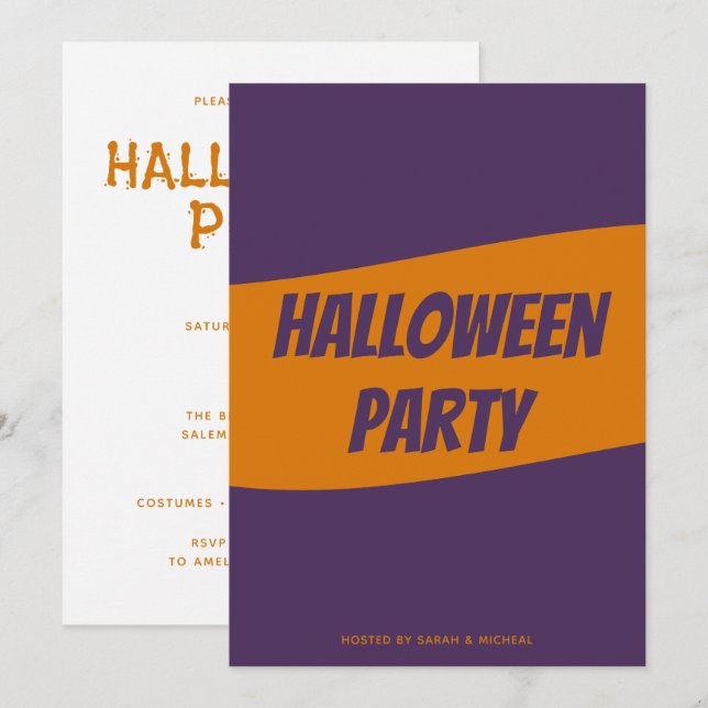Carte d'invitation personnalisée pour Halloween (Devant / Derrière)