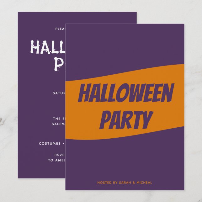 Carte d'invitation personnalisée pour Halloween (Devant / Derrière)