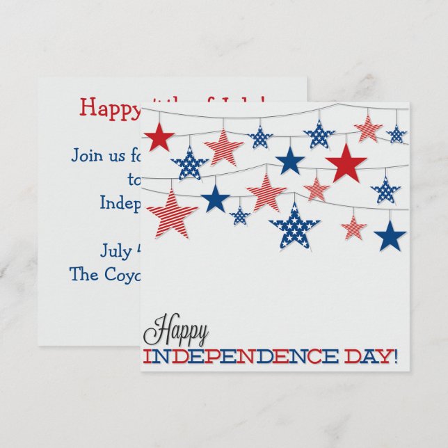 Carte d'invitation personnalisée pour la fête de l (Devant / Derrière)