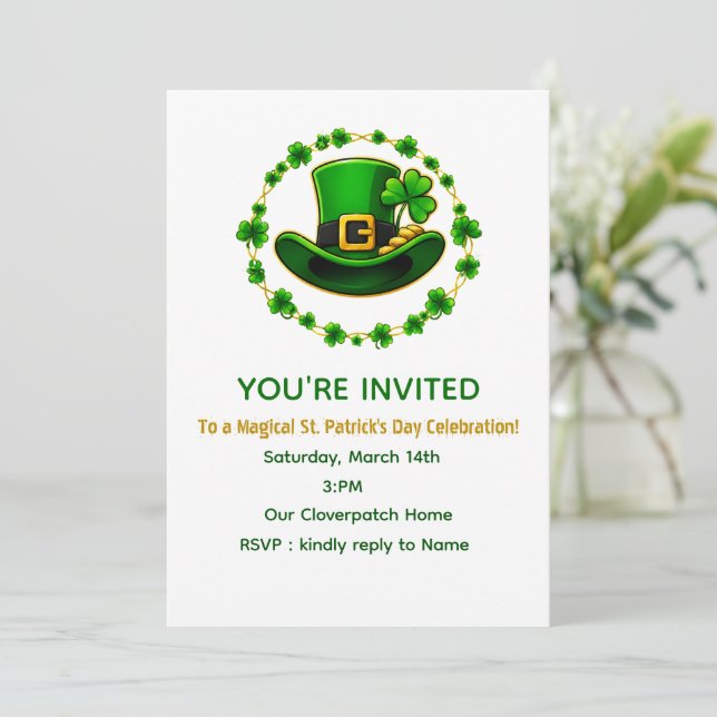 Carte d'invitation personnalisée pour la Saint-Pat (Debout devant)