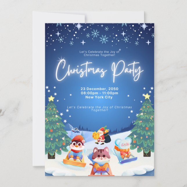 Carte d'invitation personnalisée pour Noël - Festi (Devant)