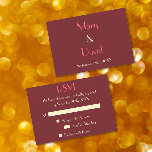 Carte d'invitation personnalisée pour RSVP de mari (Custom Modern Elegant Wedding RSVP Invitation Card)
