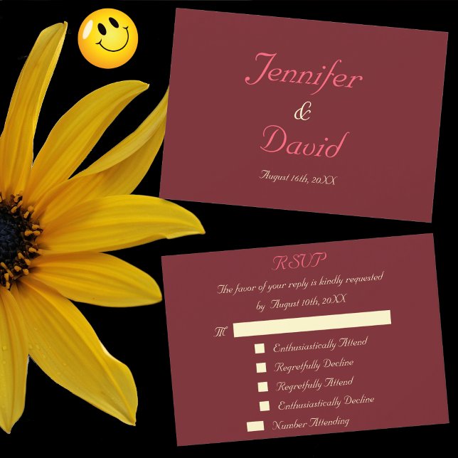 Carte d'invitation personnalisée pour un mariage s (Funny Custom Wedding RSVP Invitation Card Marsala)