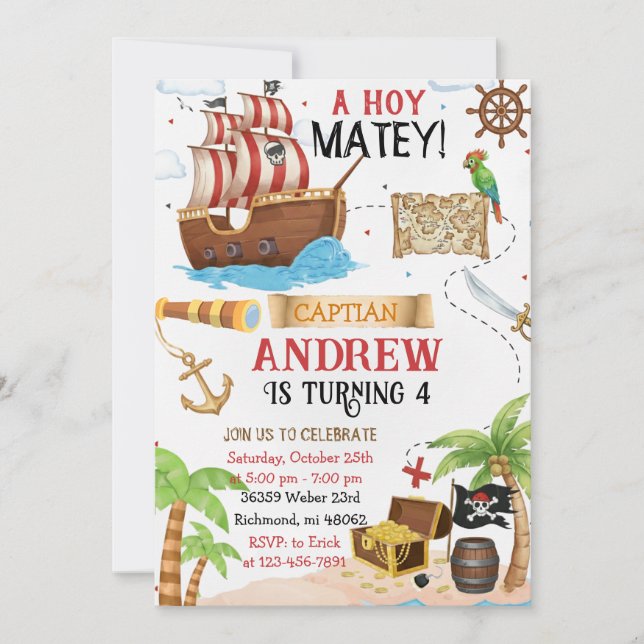 Carte d'invitation personnalisée pour une fête d'a (Devant)