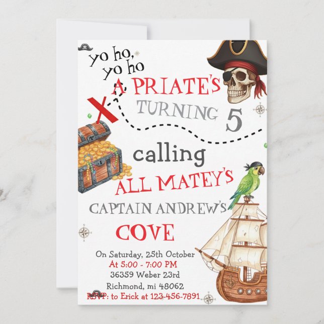 Carte d'invitation personnalisée pour une fête d'a (Devant)
