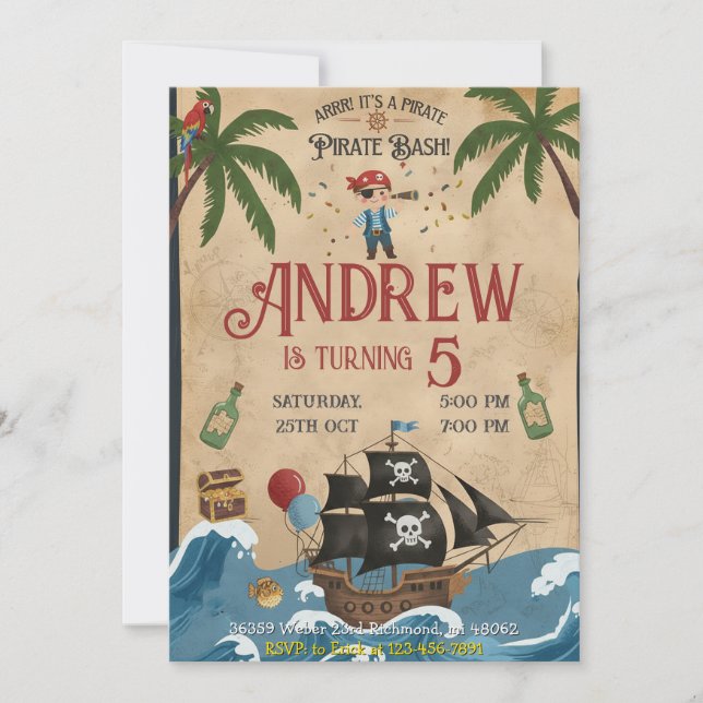 Carte d'invitation personnalisée pour une fête d'a (Devant)
