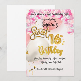 Carte d'invitation personnalisée Sweet 16 Annivers