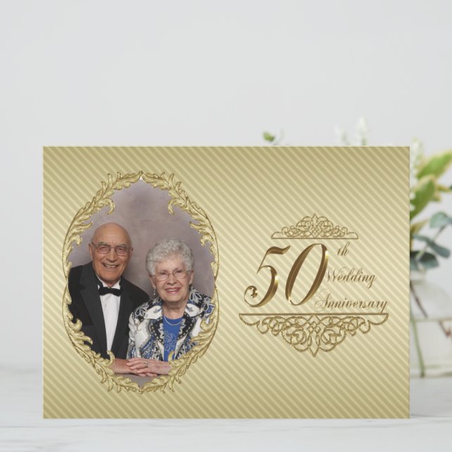 Carte d'invitation photo pour les 50 ans de mariag (Debout devant)
