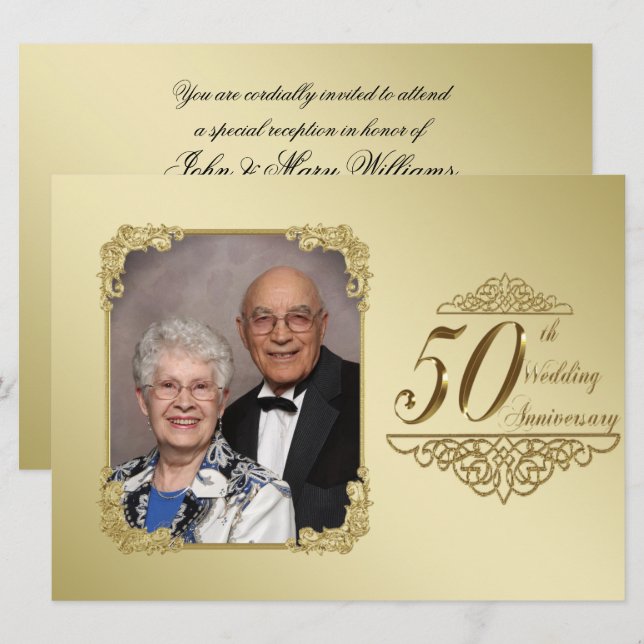 Carte d'invitation photo pour les 50 ans de mariag (Devant / Derrière)