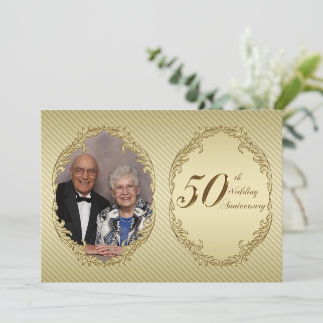 Carte d'invitation photo pour les 50 ans de mariag (Debout devant)