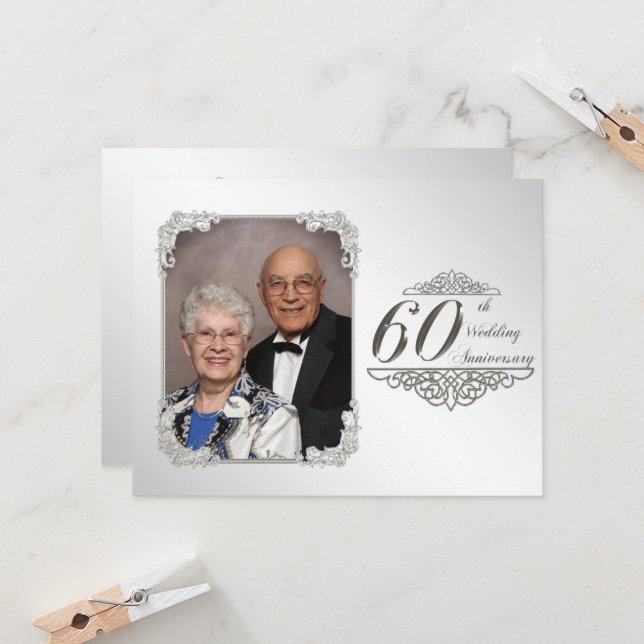 Carte d'invitation photo pour les 60 ans de mariag (Devant/Arrière en situation)