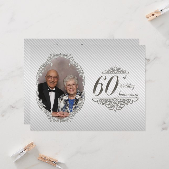 Carte d'invitation photo pour les 60 ans de mariag (Devant/Arrière en situation)