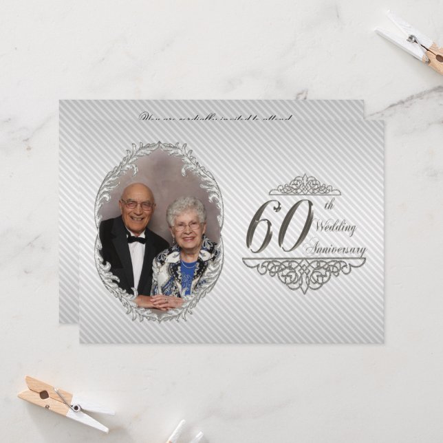 Carte d'invitation photo pour les 60 ans de mariag (Devant/Arrière en situation)