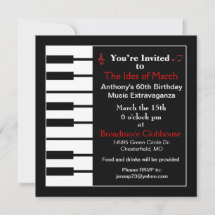 Carte d'invitation Piano note