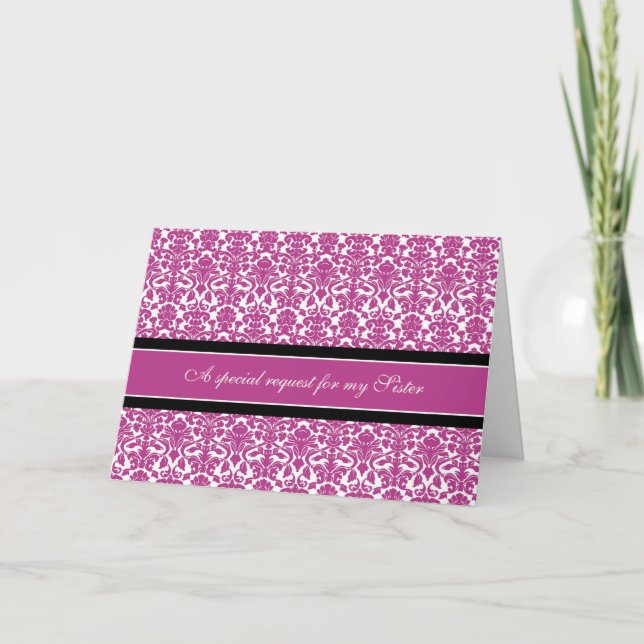 Carte d'invitation Pink Damask Soeur Bridesmaid (Devant)