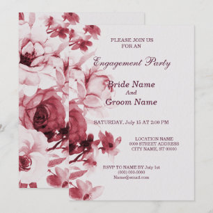 Carte d'invitation Pink Floral Engagement Party
