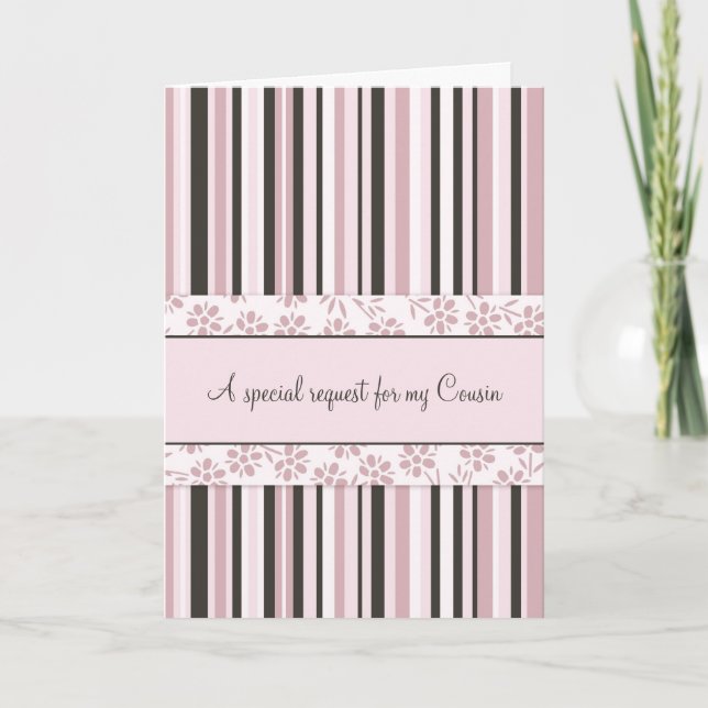 Carte d'invitation Pink Stripes Cousin Bridesmaid (Devant)