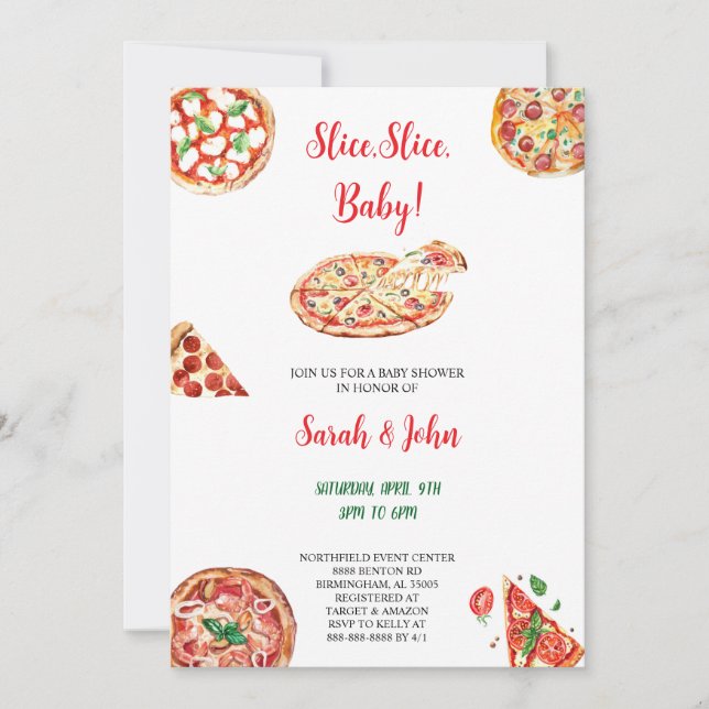 CARTE D'INVITATION PIZZA BABYSHOWER (Devant)
