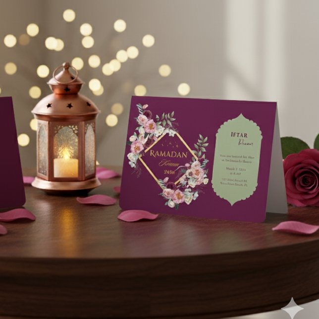 Carte d'invitation pliée florale Ramadan Kareem 20 (Créateur téléchargé)