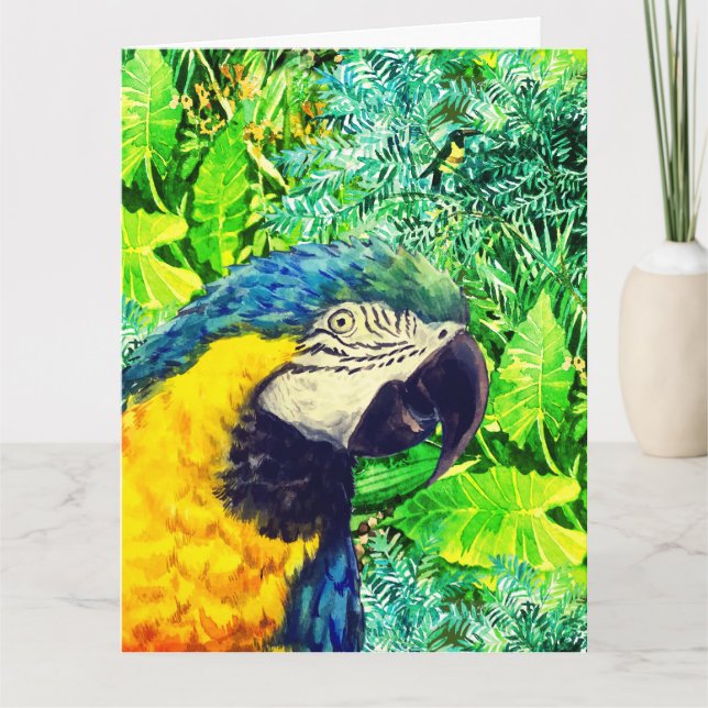 Carte d'invitation pliée pour fête dans la jungle (Devant)