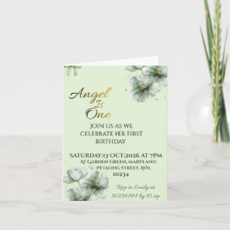 Carte d'invitation pliée vert sauge| Style carte d