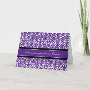 Carte d'invitation Plum Damask Cousin Bridesmaid
