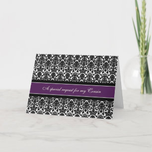 Carte d'invitation Plum Damask Cousin Bridesmaid