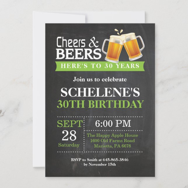 Carte d'invitation pour 30 ans anniversaire Cheers (Devant)