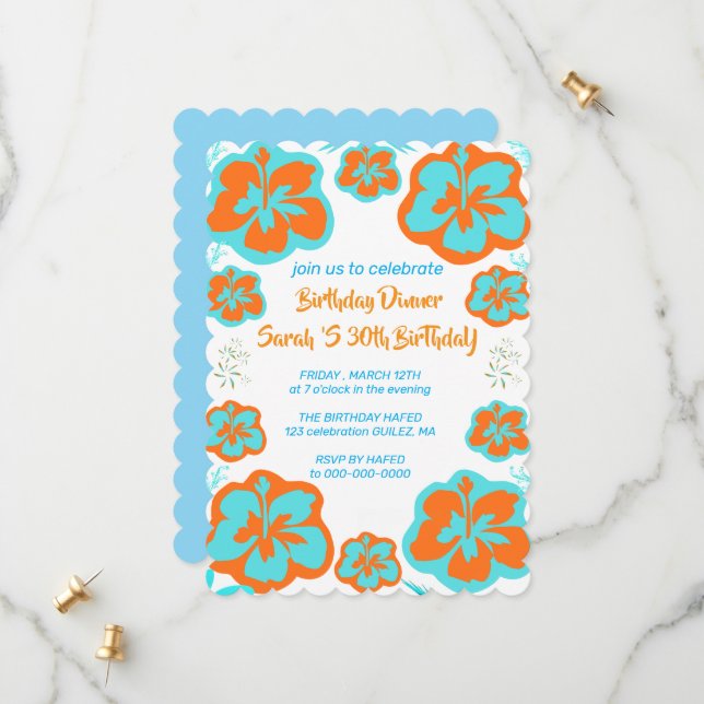 Carte d'invitation pour 55e anniversaire 55e modèl (Devant/Arrière en situation)