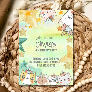 Carte d'invitation pour anniversaire de caticorn m