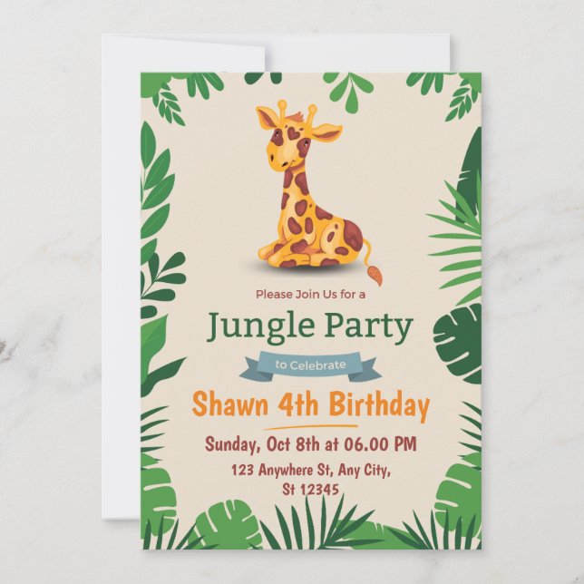 Carte d'invitation pour anniversaire simple et ver (Devant)