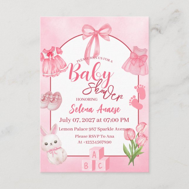 Carte d'invitation pour Baby Shower (Devant)