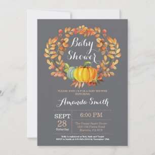 Carte d'invitation pour Baby Shower avec citrouill