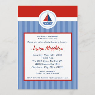Carte d'invitation pour Baby Shower Bateau à voile