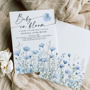 Carte d'invitation pour Baby Shower Blue Baby In B