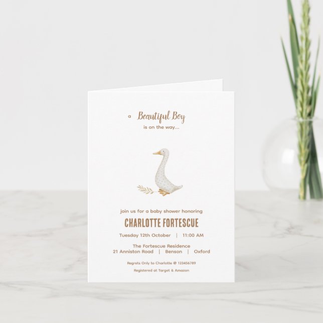 Carte d'invitation pour baby shower Canard (Devant)