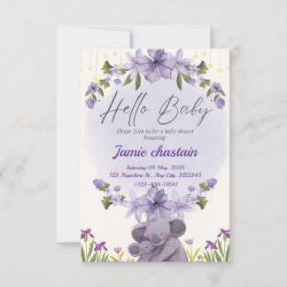 carte d'invitation pour Baby shower d'animal migno