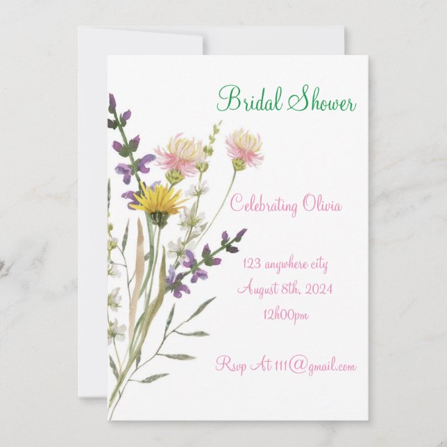 CARTE D'INVITATION POUR BABY-SHOWER DE MARIEES AUX (Devant)