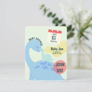 Carte d'invitation pour Baby Shower Dinosaure Mign
