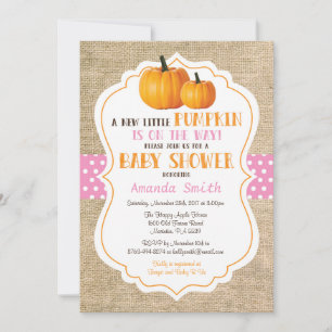 Carte d'invitation pour Baby Shower Fille Citrouil