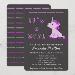 Carte d'invitation pour Baby Shower fille rose lic