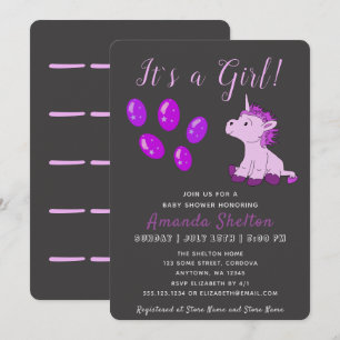 Carte d'invitation pour Baby Shower Licorne Rose p