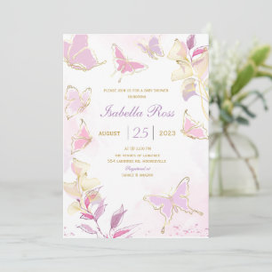 Carte d'invitation pour Baby Shower Papillon