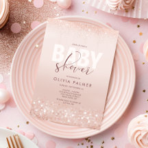 Carte d'invitation pour Baby Shower Rose Gold et R