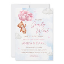 Carte d'invitation pour Baby Shower rose 'Nous pou