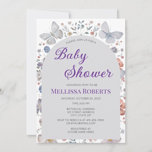 Carte d'invitation pour Baby Shower sur le thème d (Devant)