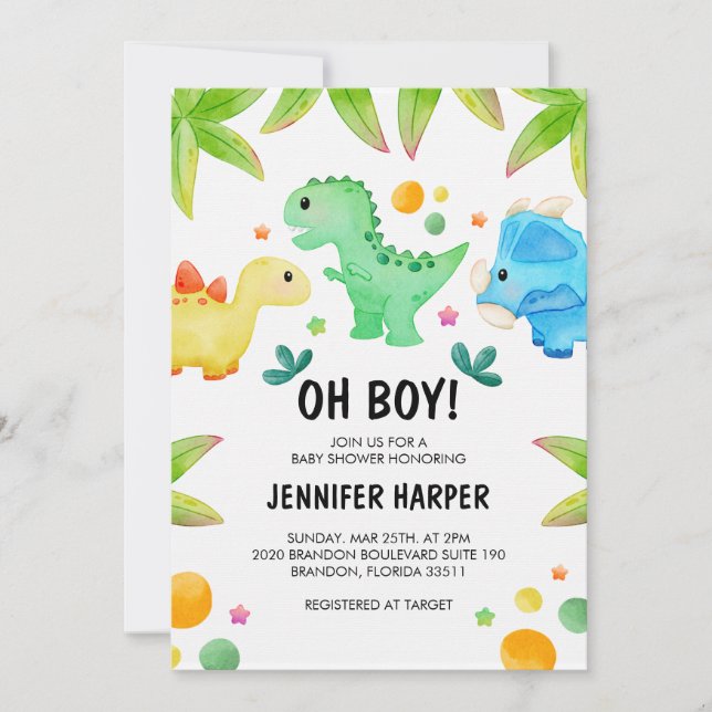 Carte d'invitation pour Baby Shower sur le thème d (Devant)
