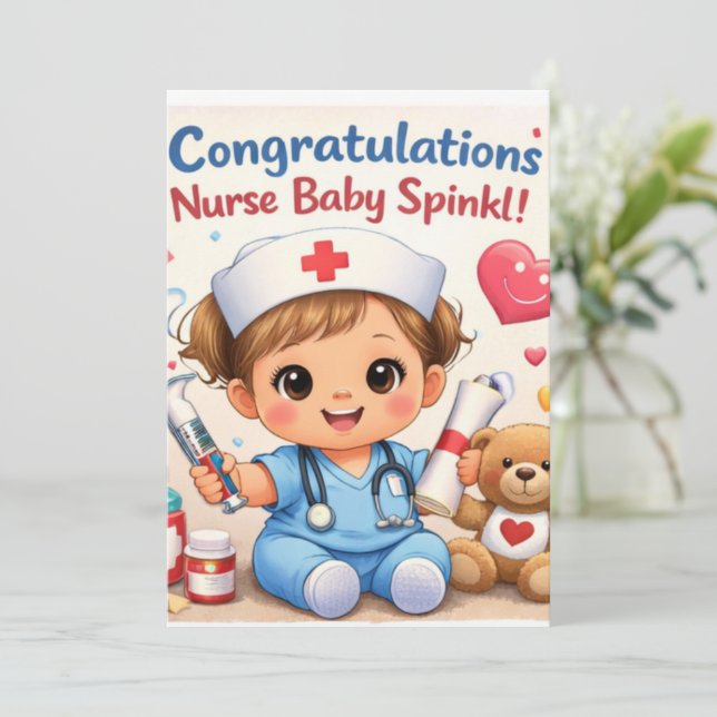 Carte d'invitation pour Baby Sprinkle de l'infirmi (Debout devant)