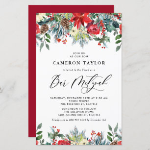 Carte d'invitation pour Bar Mitzvah Floraisons d'H